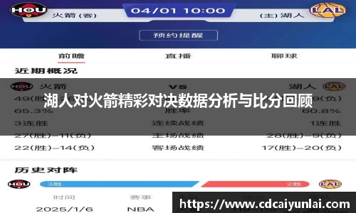 湖人对火箭精彩对决数据分析与比分回顾